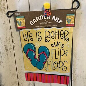Garden Art Garden Flag 18' x 12" NEW Life is better in flip flops, summer, beach